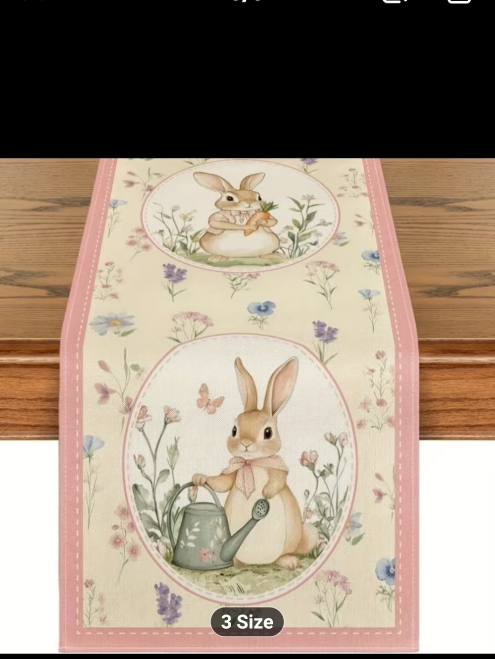 New Easter Bunny Floral Table Runner 13x72 #1206-424